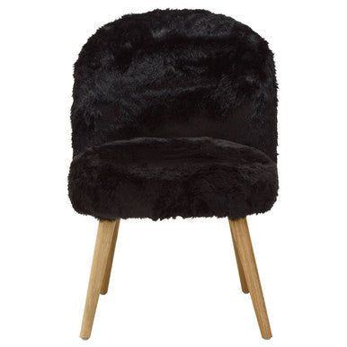 Cabaret Black Faux Fur Chair with Wooden Legs
