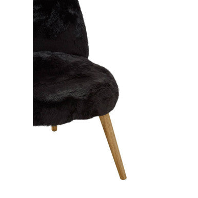 Cabaret Black Faux Fur Chair with Wooden Legs