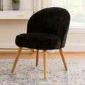 Cabaret Black Faux Fur Chair with Wooden Legs