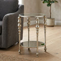 Mirrored Glass Top Two-Tier Side Table with Silver Metal Legs | Marcia