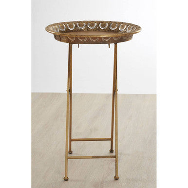 Gold Finish Folding Tray Table, Reza