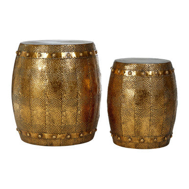 Reza Gold Iron Set of 2 Stools with Gold Finish Base
