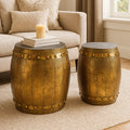 Reza Gold Iron Set of 2 Stools with Gold Finish Base