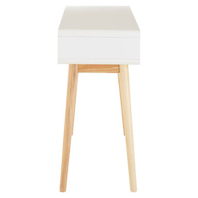 White and Natural Console Table with 2 Drawers, Milo