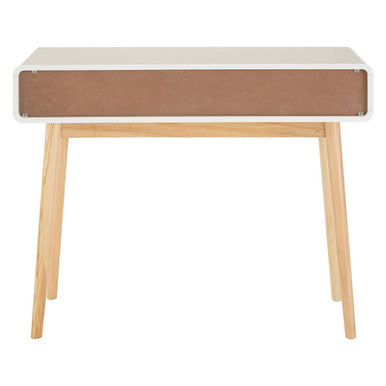 White and Natural Console Table with 2 Drawers, Milo