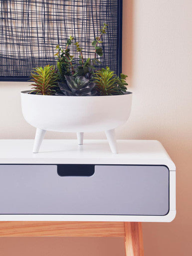 White and Natural Console Table with 2 Drawers, Milo