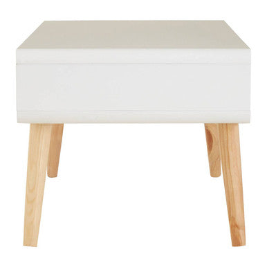 White and Natural Coffee Table with Drawer, Milo