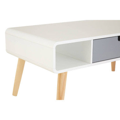 White and Natural Coffee Table with Drawer, Milo