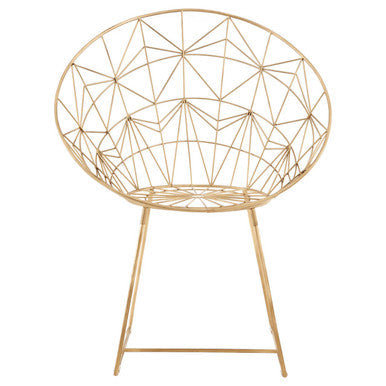 Templar Gold Iron Occasional Chair with Geometric Design