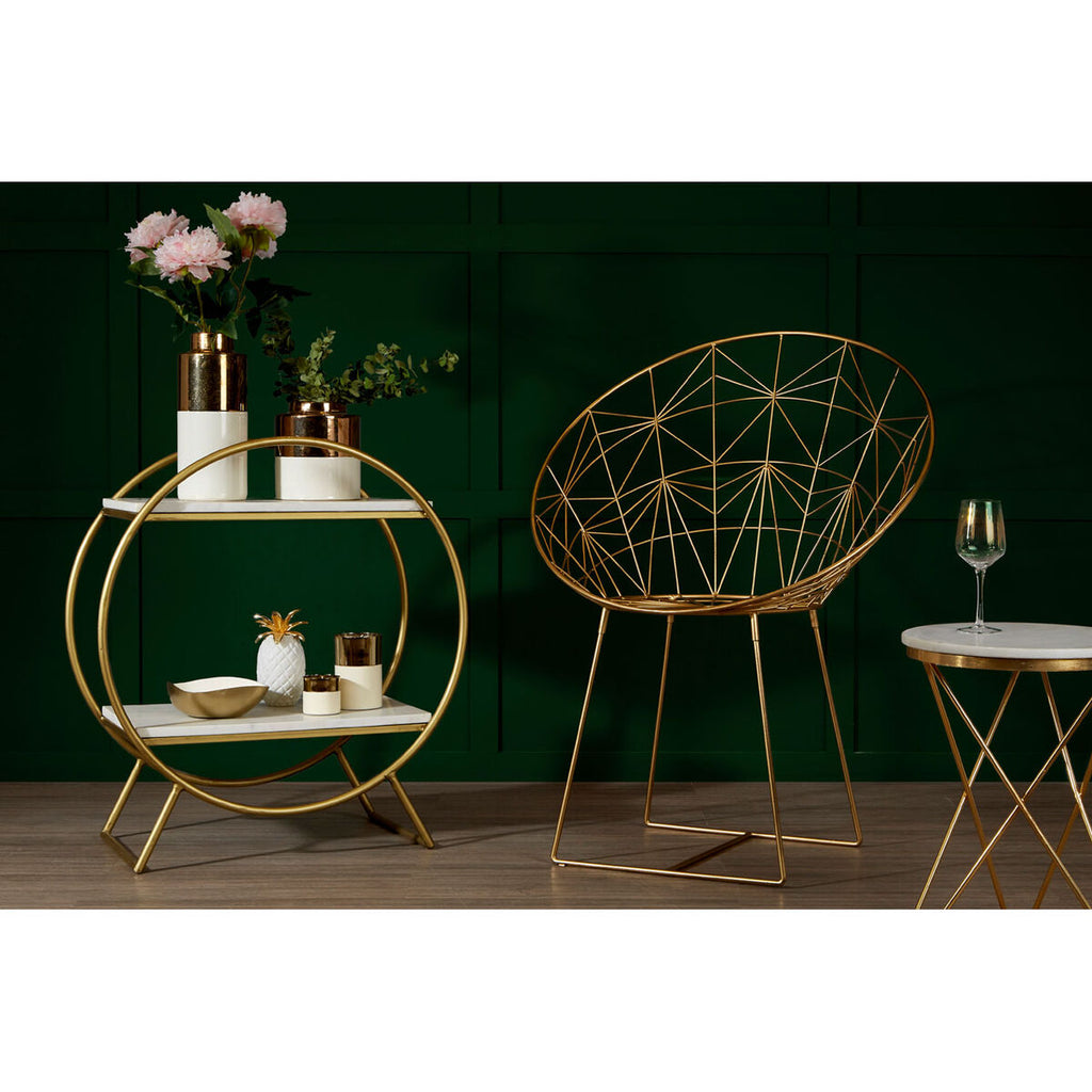 Templar Gold Iron Occasional Chair with Geometric Design