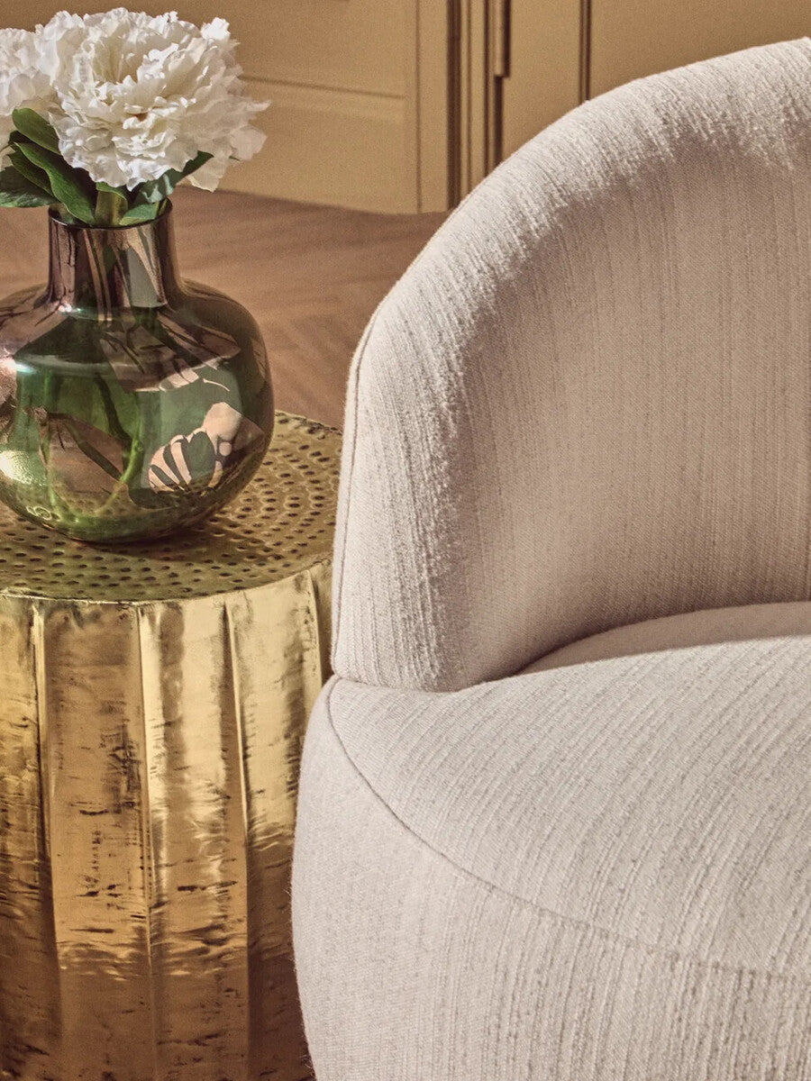 Templar Gold Iron Set of 2 Side Tables and Stools with Hammered Texture