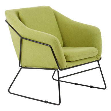 Stockholm Green Fabric Accent Chair with Stainless Steel Frame