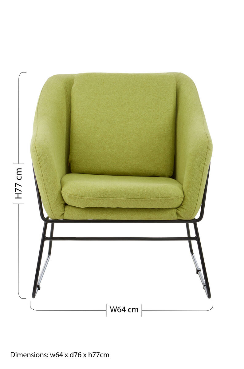 Stockholm Green Fabric Accent Chair with Stainless Steel Frame