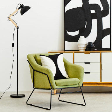 Stockholm Green Fabric Accent Chair with Stainless Steel Frame