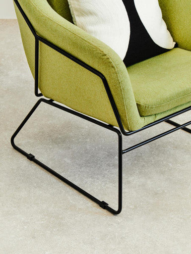 Stockholm Green Fabric Accent Chair with Stainless Steel Frame