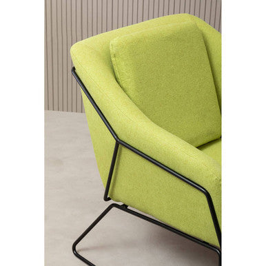 Stockholm Green Fabric Accent Chair with Stainless Steel Frame