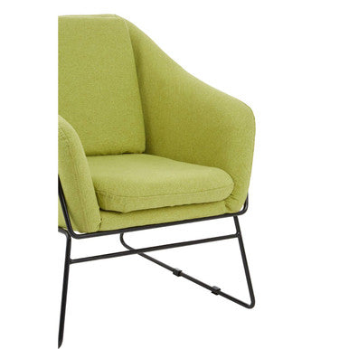 Stockholm Green Fabric Accent Chair with Stainless Steel Frame