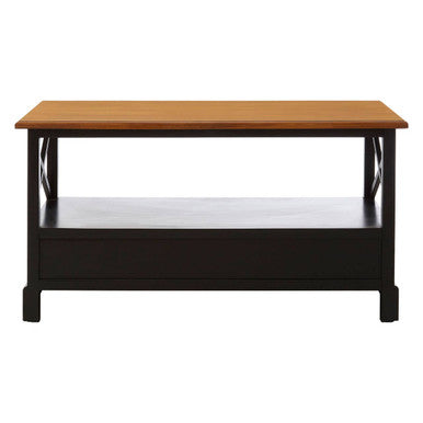 Black Rectangular Storage Coffee Table with Drawers, Virginia