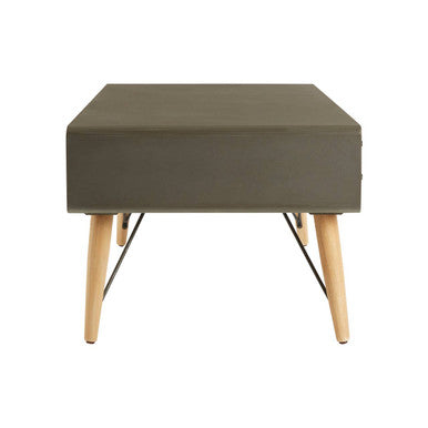 Grey Steel Frame and Natural Wooden Coffee Table with Six Drawers, Trinity