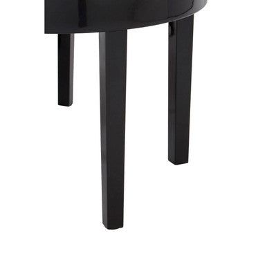 Set of Three Chunky Black High Gloss Round Tops Nesting Tables with Pine Wood Legs, Moritz