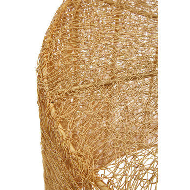 Set of 2 Gold Finish Open Weave Mesh Round Side Tables, Templar