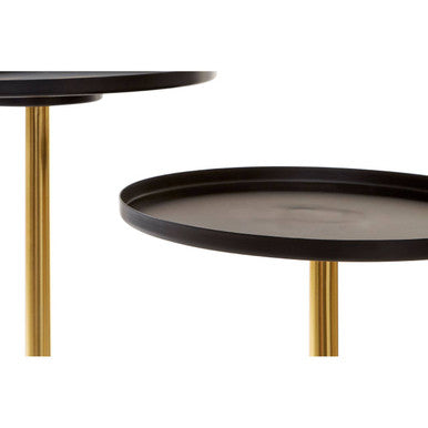 Black and Gold Metal 2-Tier Side Table with Intersecting Base Design, Halle