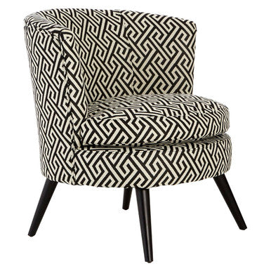 Regents Park Black and White Jacquard Fabric Accent Chair with Padded Seat