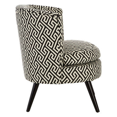Regents Park Black and White Jacquard Fabric Accent Chair with Padded Seat