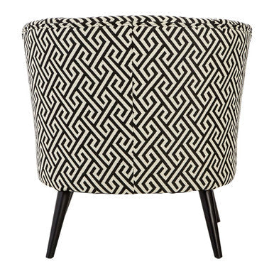 Regents Park Black and White Jacquard Fabric Accent Chair with Padded Seat