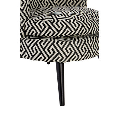 Regents Park Black and White Jacquard Fabric Accent Chair with Padded Seat