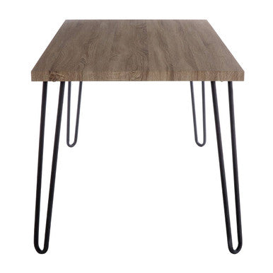Natural Nordic Wood Effect Veneer Top Dining Table with Black Metal Hairpin Legs, Borough