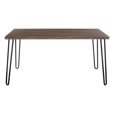Natural Nordic Wood Effect Veneer Top Dining Table with Black Metal Hairpin Legs, Borough