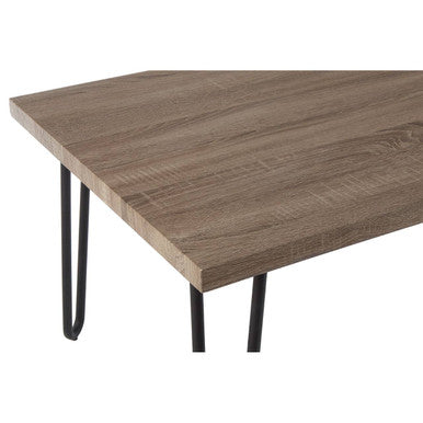Natural Wood Effect Veneer Coffee Table with Black Metal Hairpin Legs, Borough