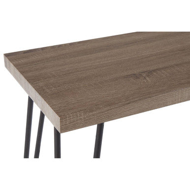 Natural Veneer Wooden Top Console Table with Hairpin Metal Legs, Borough