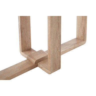 Clear Tempered Glass Top Console Table with Natural Wood Effect Legs, Barton