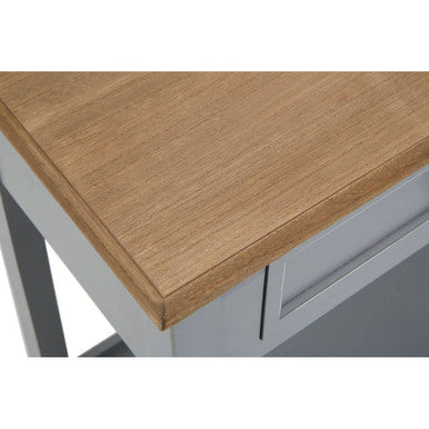 Natural Wooden Top and Grey Wooden Frame Console Table with 2 Drawers and Metal Ring Handles, Henley