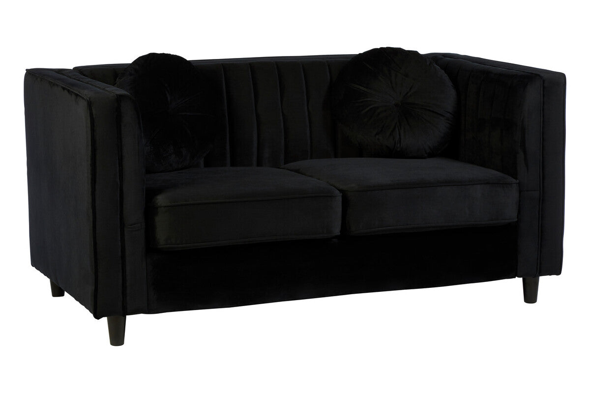 2 Seater Black Velvet Sofa, Farah