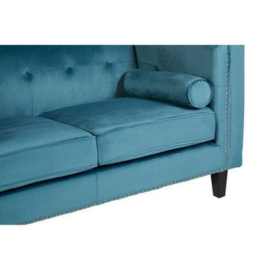 2 Seater Teal Blue Velvet Sofa, Felisa