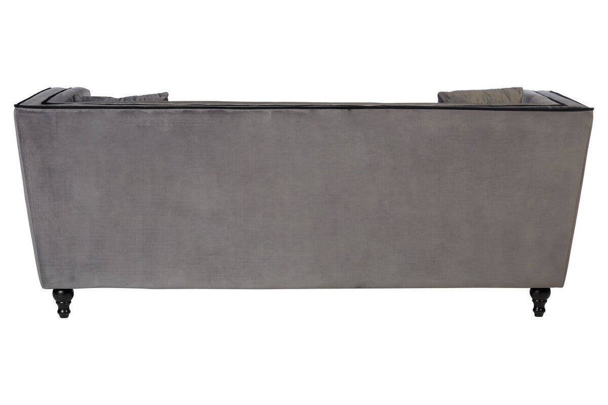 3 Seater Grey Velvet Sofa, Ferris