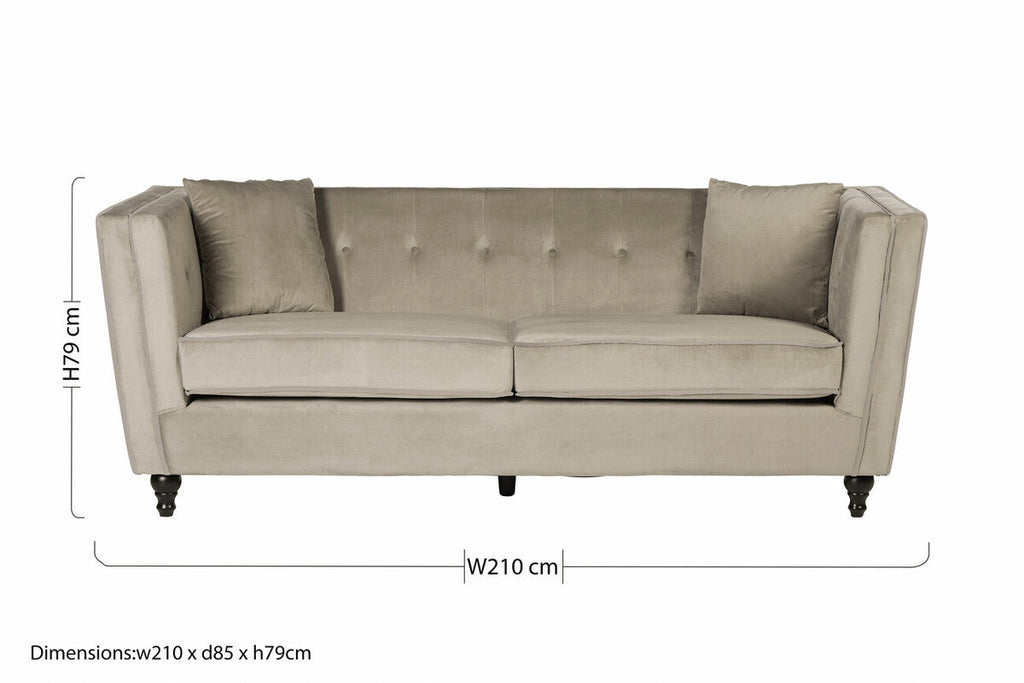 3 Seater Mink Velvet Sofa | Ferris