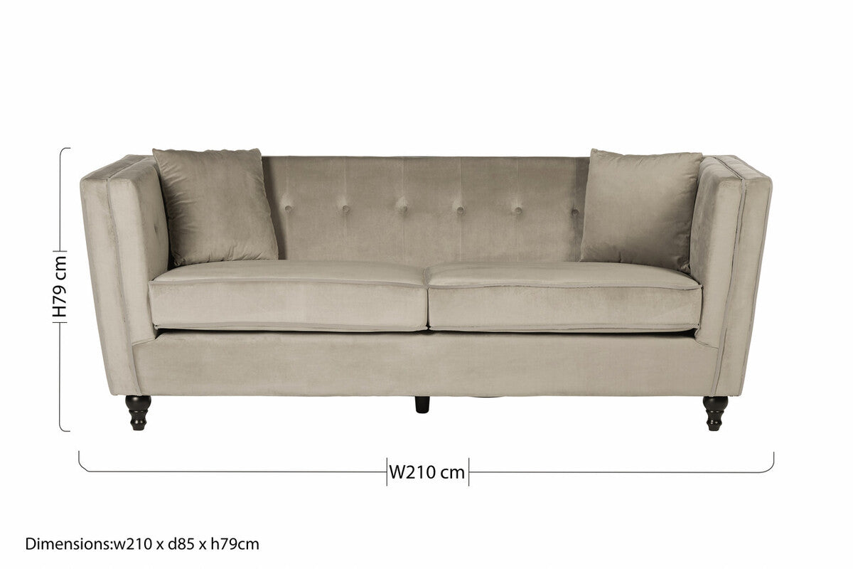 3 Seater Mink Velvet Sofa | Ferris