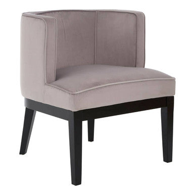 Daxton Light Grey Velvet Chair with Curved Back
