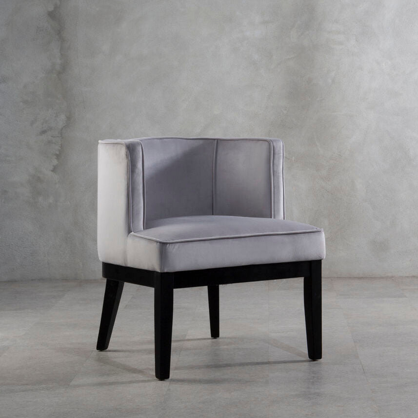 Daxton Light Grey Velvet Chair with Curved Back
