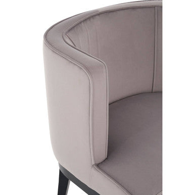 Daxton Light Grey Velvet Chair with Curved Back