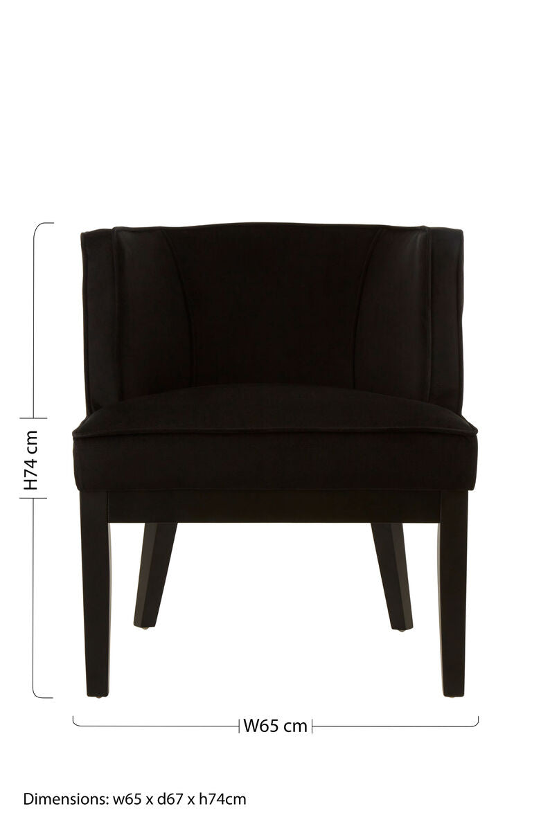 Daxton Black Velvet Chair with Curved Back