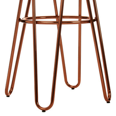District Rose Gold Elm Wood Stool with Rose Gold Frame