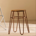 District Rose Gold Elm Wood Stool with Rose Gold Frame
