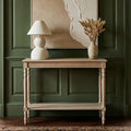 Grey Wooden Console Table with Spindle Legs and Bottom Shelf | Heritage