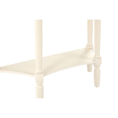 White Semi Circular Top Pine Wood One-Drawer Console Table with Lower Storage Shelf, Heritage