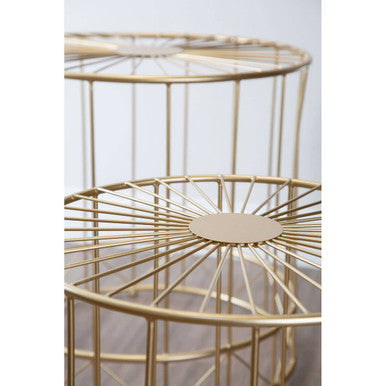 Gold Sunburst Tops Design Side Tables with Gold Meta Frame, Lexi